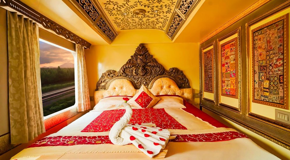 Deluxe cabin interior aboard the Palace on Wheels
